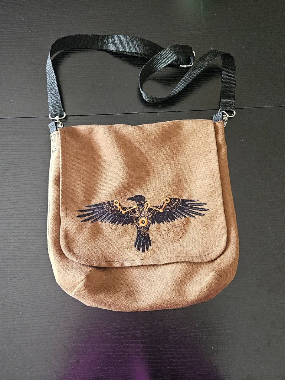 Brown steam punk style Messenger bag , reversible